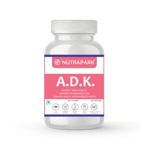 Nutrapark A.D.K. Vitamin Capsules | Vitamin A + Vitamin D3 + Vitamin K2 MK-7 | Bone Strength, Immunity & Eye Health Support | Improvs Calcium Absoption | 60 Veg Capsules